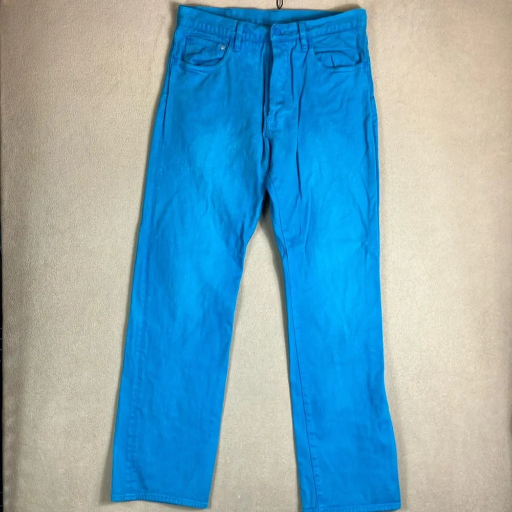 Levi’s Andy Warhol 80’s VTG‎ Denim Button Front Turquoise 501 Jeans Men 34 X 34